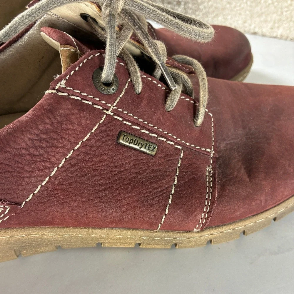 Josef Seibel Burgundy Leather Lace Up - 41- Contrast Stitch Comfort Gorpcore